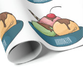 Papier Cadeau Illustration de crème glacée (Coin rond)