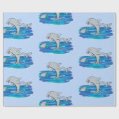 Papier Cadeau Illustration de dauphins heureux adorables (Plat)