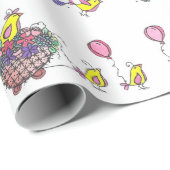 Papier Cadeau Illustration de défilé aérien de célébration (Coin rond)