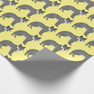 Papier Cadeau Illustration de dessin animé de loup gris avec pip