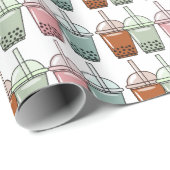 Papier Cadeau Illustration de dessin animé pour le thé de bulle (Coin rond)