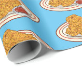 Papier Cadeau Illustration de dessin animé sur le poulet frit (Coin rond)