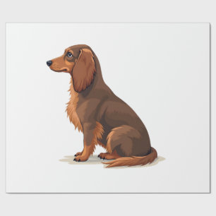Papier Cadeau Illustration de dos de teckel vintage à longs poil