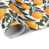 Papier Cadeau Illustration de feuille orange joyeuse (Coin rond)