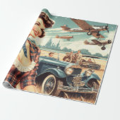 Papier Cadeau Illustration de fille Vintage (Déroulé)