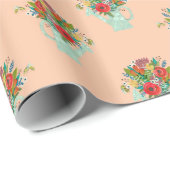 Papier Cadeau illustration de fleurs boho pour la fête des mères (Coin rond)