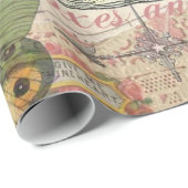 Papier Cadeau Illustration de Fox Wildlife Vintage Animal (Coin rond)