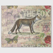 Papier Cadeau Illustration de Fox Wildlife Vintage Animal (Plat)