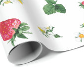 Papier Cadeau Illustration de fraise sur papier d'emballage (Coin rond)