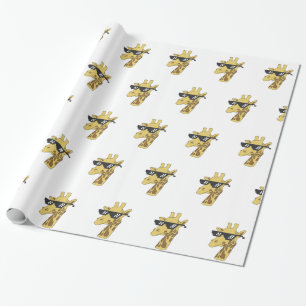 Papier Cadeau Illustration de girafe drôle avec lunettes de sole