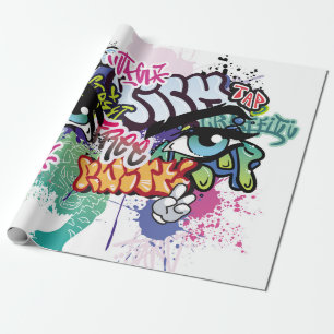Papier Cadeau Illustration de graffiti avec lettres de graffitis