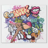 Papier Cadeau Illustration de graffiti avec lettres de graffitis (Plat)