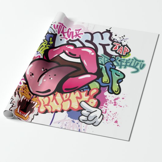 Papier Cadeau Illustration de graffiti avec lettres de graffitis (Déroulé)