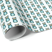 Papier Cadeau illustration de Hibou Bleu (Coin rond)
