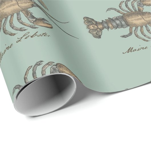 Papier Cadeau Illustration de homard, fruits de mer du Maine (Coin rond)