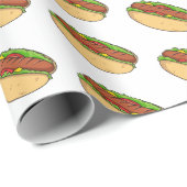 Papier Cadeau Illustration de Hot dog (Coin rond)