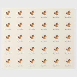 Papier Cadeau Illustration de Kawaii Horse