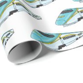 Papier Cadeau Illustration de la bande dessinée d'un train à bal (Coin rond)