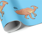 Papier Cadeau Illustration de la caricature de dinosaure du para (Coin rond)