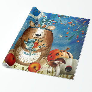 Papier Cadeau Illustration de la forêt d'automne