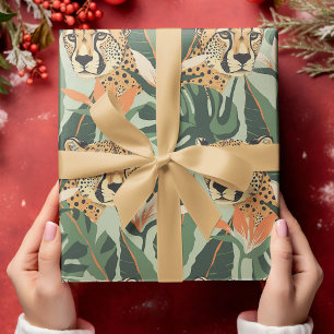 Papier Cadeau Illustration de la forêt de la jungle léopard