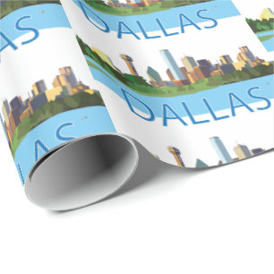 Papier Cadeau Illustration de la ligne aérienne Dallas colorée