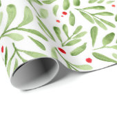 Papier Cadeau Illustration de la peinture aquatique de Noël (Coin rond)