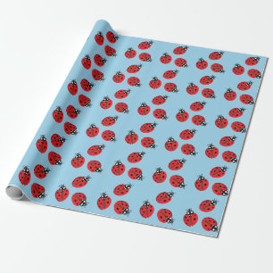 Papier Cadeau Illustration de la poule rouge bleu clair