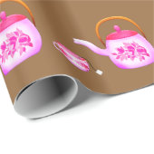 Papier Cadeau Illustration de la théière Teups vintage (Coin rond)