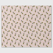 Papier Cadeau Illustration de l'abeille rustique Dusty Rose (Plat)