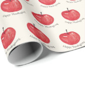 Papier Cadeau Illustration de l'aquarelle de pomme rouge monogra (Coin rond)