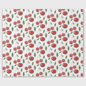 Papier Cadeau Illustration de l'aquarelle des Cerises rouges (Plat)