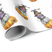 Papier Cadeau Illustration de l'aquarelle Gnome d'automne d'Hall (Coin rond)