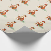 Papier Cadeau Illustration de l'aquarelle Momma Fox et Baby (Coin)