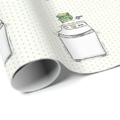 Papier Cadeau Illustration de lave-linge mignonne (Coin rond)