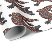 Papier Cadeau Illustration de lézard géant affamé (Coin rond)