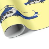 Papier Cadeau Illustration de l'hélicoptère de police (Coin rond)