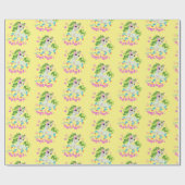 Papier Cadeau Illustration de licorne mignonne #2 (Plat)