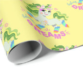Papier Cadeau Illustration de licorne mignonne #2 (Coin rond)
