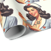 Papier Cadeau Illustration de l'infirmière vintage (Coin rond)