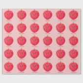 Papier Cadeau Illustration de litchee rose mignon (Plat)