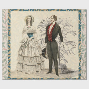 Papier Cadeau Illustration de mariage victorien vintage 1844