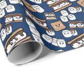 Papier Cadeau Illustration de mignonne Smores Marshmallow (Coin rond)