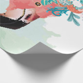 Papier Cadeau Illustration de mode avec flamants roses dessinés (Coin)