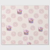 Papier Cadeau Illustration de motif de donuts sucrés du désert m (Plat)