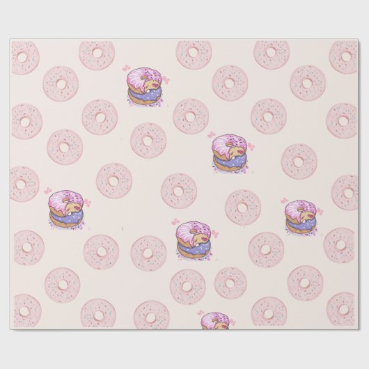 Papier Cadeau Illustration de motif de donuts sucrés du désert m (Plat)