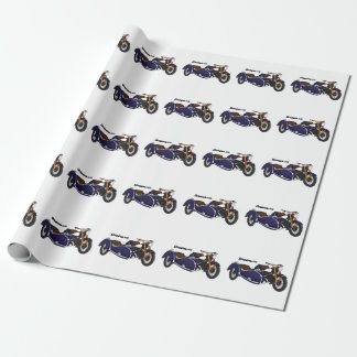 Papier Cadeau Illustration de moto violette avec side-car