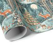 Papier Cadeau Illustration de Noël dans la nature forestière (Coin rond)