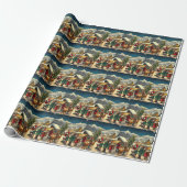 Papier Cadeau Illustration de Noël Vintage (Déroulé)