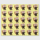 Papier Cadeau Illustration de panda rouge mignon (Plat)